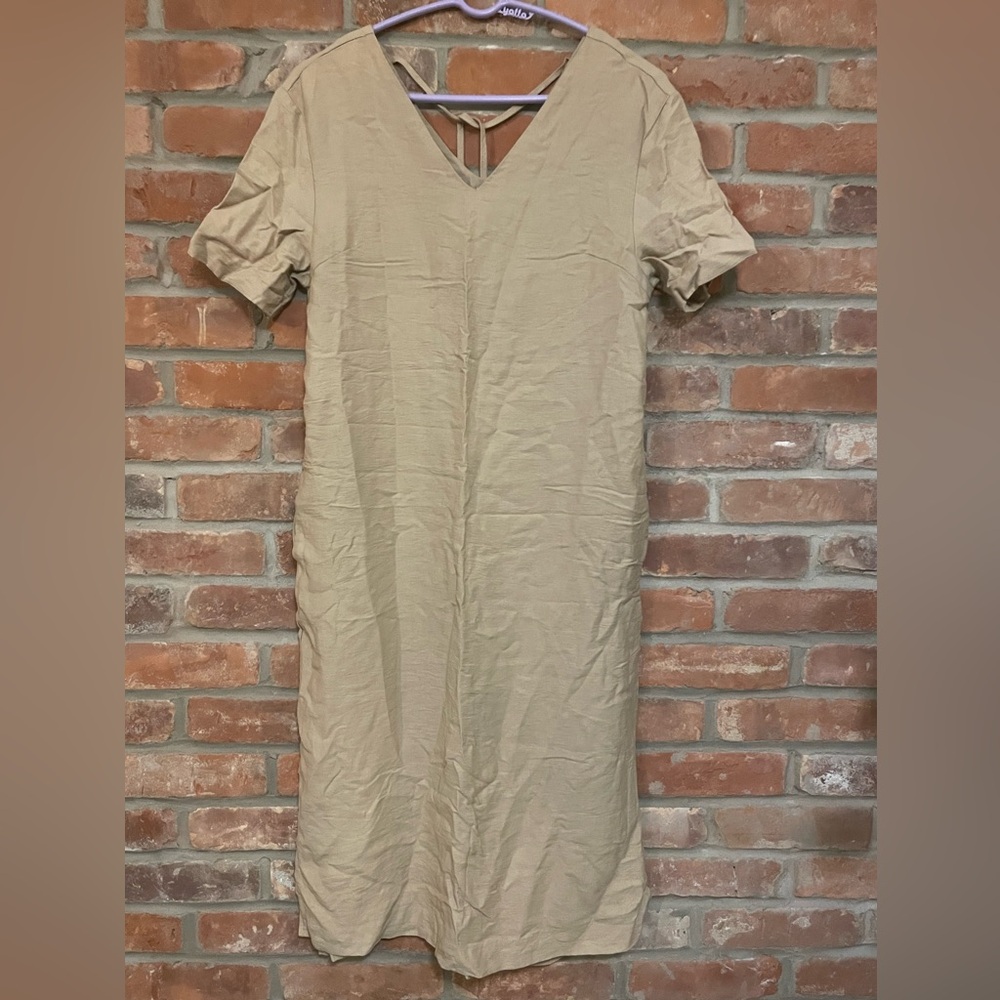 To Rabbit beige shift dress.